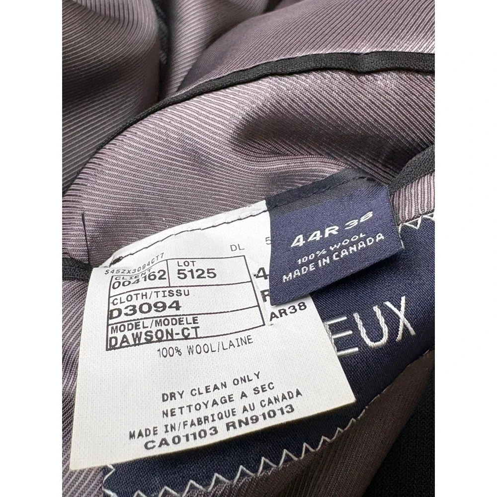 Cremieux Collection Loro Piana Super 130s Wool Blazer Sport Coat Black 44R